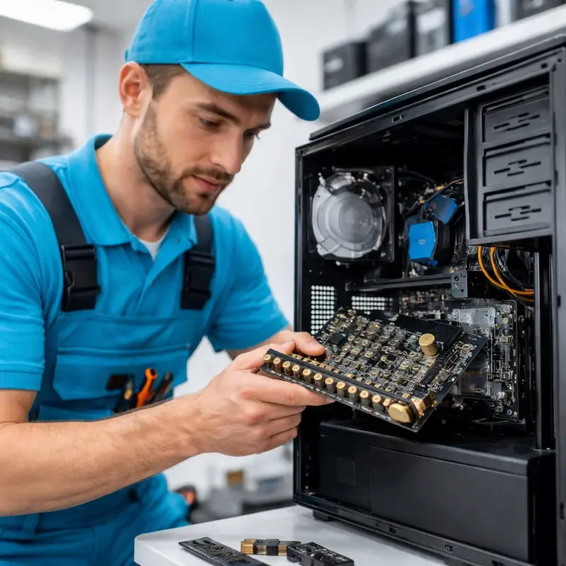 Мастер устанавливает звуковую карту на ПК во Всеволожске